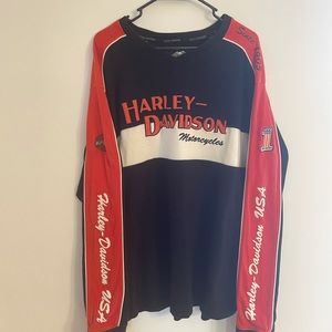Vintage Harley Davidson color block long sleeve crewneck sweatshirt